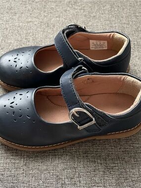 Stride Rite Navy Leather Mara Mary Jane Shoes with Buckle